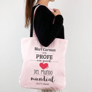 Bolso Tela Personalizado Algodón Orgánico La profe mas Genial Mi Pipo