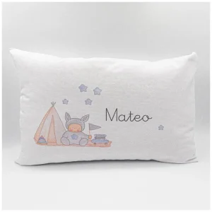 Cojín Personalizado Infantil Camping Azul Boann