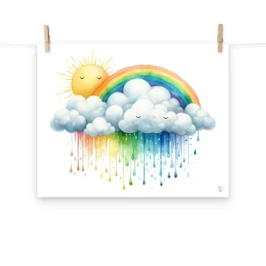 Lamina decorativa Nubes con Sol de colores