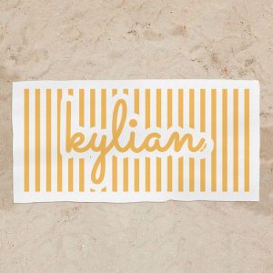 Toalla Ducha Personalizada Rayas Amarilla